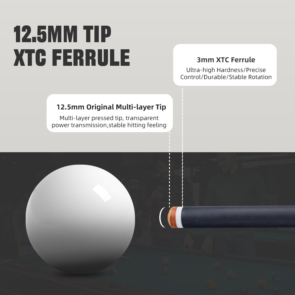 【Crical】CXD-3RF Carbon Fiber Pool Cue Stick with 12.5mm Tip leather grip Low Deflection shaft for Billiard Cue Sticks
