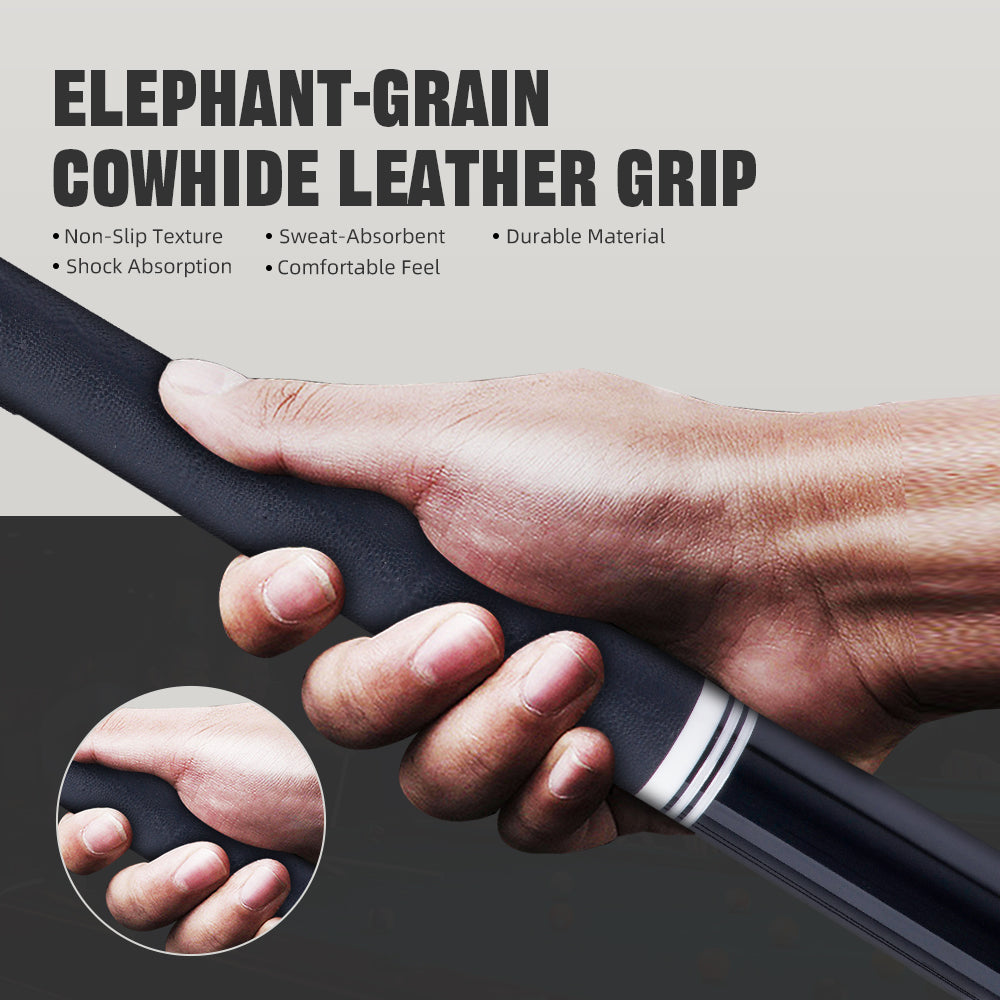 【CRICAL】 WR Series Low Deflection Carbon Fiber Pool Cue Stick – 58" 1/2 Split Billiard Cue with 12.5mm 6-Layer Tip,  Ebony/Pterocarpus Soyauxii Material, Pro Taper Carbon Fiber Shaft, 3/8x8 Stainless Steel Joint，Genuine Leather Grip for Professional Play