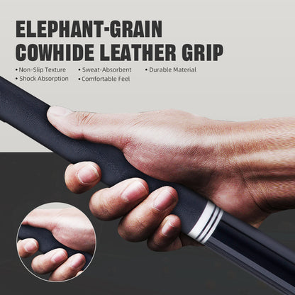 【CRICAL】 WR Series Low Deflection Carbon Fiber Pool Cue Stick – 58" 1/2 Split Billiard Cue with 12.5mm 6-Layer Tip,  Ebony/Pterocarpus Soyauxii Material, Pro Taper Carbon Fiber Shaft, 3/8x8 Stainless Steel Joint，Genuine Leather Grip for Professional Play