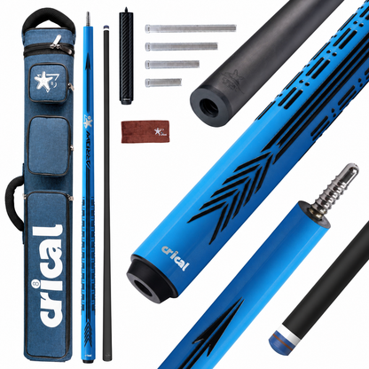 【CL-PD-CUE CASE-SET】 Carbon Fiber Pool Cue Stick - 58" Low Deflection Professional Pool Cue with Pro Taper Shaft, 3D Anti-Slip Wrapless Grip, 12.5mm Tip & 3/8x8 Joint Billiard Stick