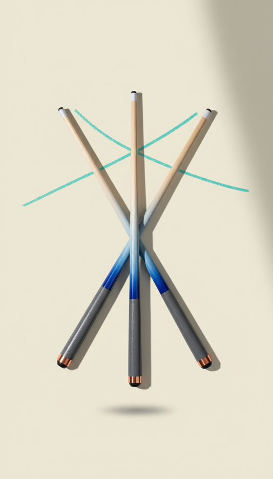 Electric indigo maple pool cue