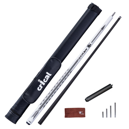 【CRICAL】CL-PD-01 Carbon Fiber Pool Cue Stick - 58" Low Deflection Professional Pool Cue with Pro Taper Shaft, 3D Wrapless Grip, 12.5mm Tip & 3/8x8 Joint Billiard Stick