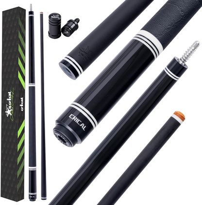 【CRICAL】 WR Series Low Deflection Carbon Fiber Pool Cue Stick – 58" 1/2 Split Billiard Cue with 12.5mm 6-Layer Tip,  Ebony/Pterocarpus Soyauxii Material, Pro Taper Carbon Fiber Shaft, 3/8x8 Stainless Steel Joint，Genuine Leather Grip for Professional Play
