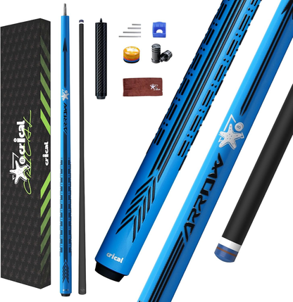 【CRICAL】CL-PD-SET Carbon Fiber Pool Cue Stick - 58" Low Deflection Professional Pool Cue with Pro Taper Shaft, 3D Wrapless Grip, 12.5mm Tip & 3/8x8 Joint Billiard Stick