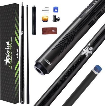 【CRICAL】CL-PD-SET Carbon Fiber Pool Cue Stick - 58" Low Deflection Professional Pool Cue with Pro Taper Shaft, 3D Wrapless Grip, 12.5mm Tip & 3/8x8 Joint Billiard Stick