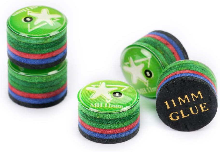 【CRICAL】Billiard Tips with Rainbow Tips 11/14mm Multilayer Pig Skin Cue Tips for Snooker Cue Tips for Billiards Cue Tip Accessories- 5 Piece