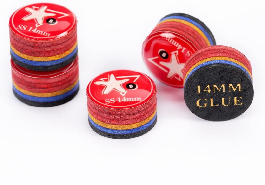 【CRICAL】Billiard Tips with Rainbow Tips 11/14mm Multilayer Pig Skin Cue Tips for Snooker Cue Tips for Billiards Cue Tip Accessories- 5 Piece