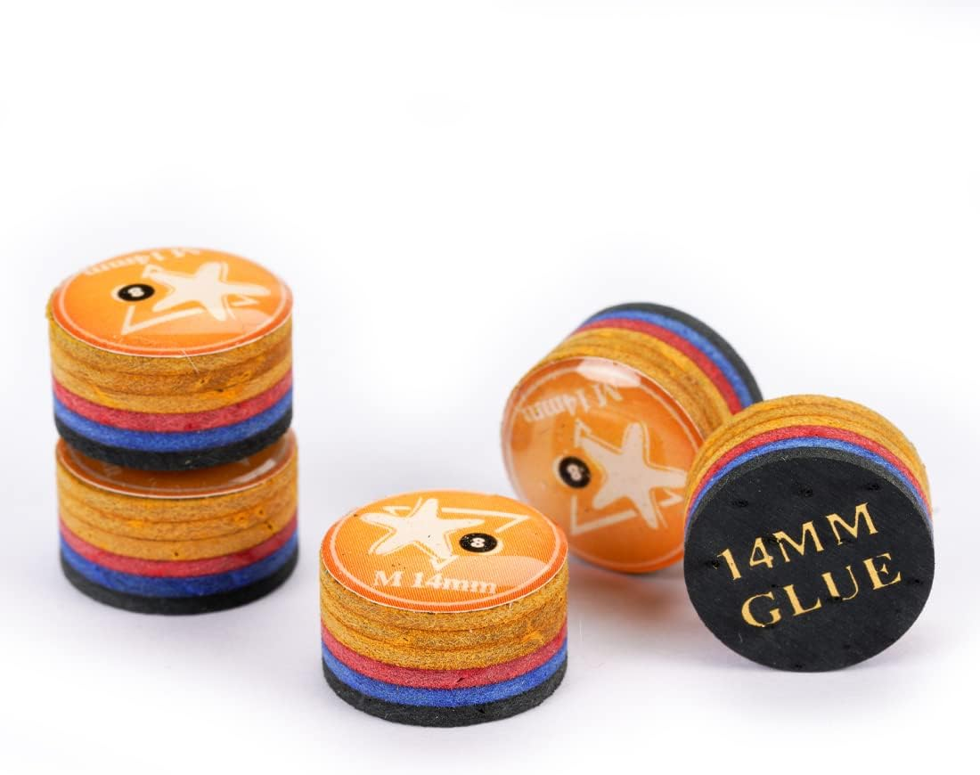 【CRICAL】Billiard Tips with Rainbow Tips 11/14mm Multilayer Pig Skin Cue Tips for Snooker Cue Tips for Billiards Cue Tip Accessories- 5 Piece