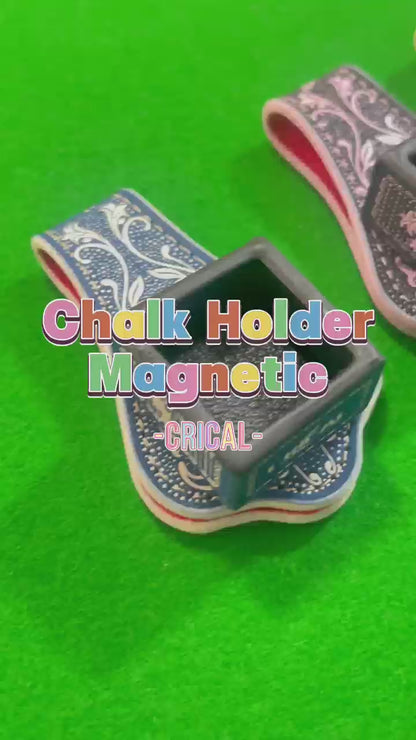 【Crical】 Billiard Chalk Holder with Square Leather Engraved Magnetic Support for Pool Cue Snooker Silent Billiard Accessories