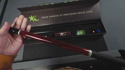 【CRICAL】 WR Series Low Deflection Carbon Fiber Pool Cue Stick – 58" 1/2 Split Billiard Cue with 12.5mm 6-Layer Tip,  Ebony/Pterocarpus Soyauxii Material, Pro Taper Carbon Fiber Shaft, 3/8x8 Stainless Steel Joint，Genuine Leather Grip for Professional Play