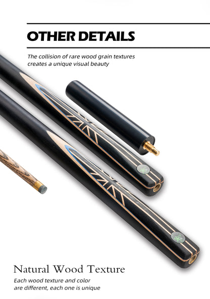 【CRICAL】3/4 Split Snooker Cues with 10-10.2mm Tip and Extension Cases for Professional Snooker Cue Stick(UnionJack)