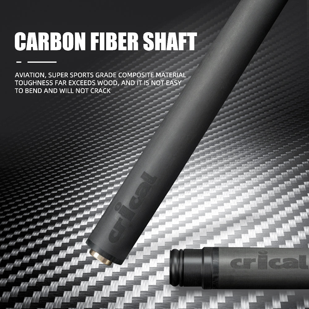 CRICAL Carbon Shaft Pool Cue Carbon Fiber Single Shaft12.4/11.5mm CRICAL Tip Uniloc Joint Technology Cue Stick Kit Singe Shaft
