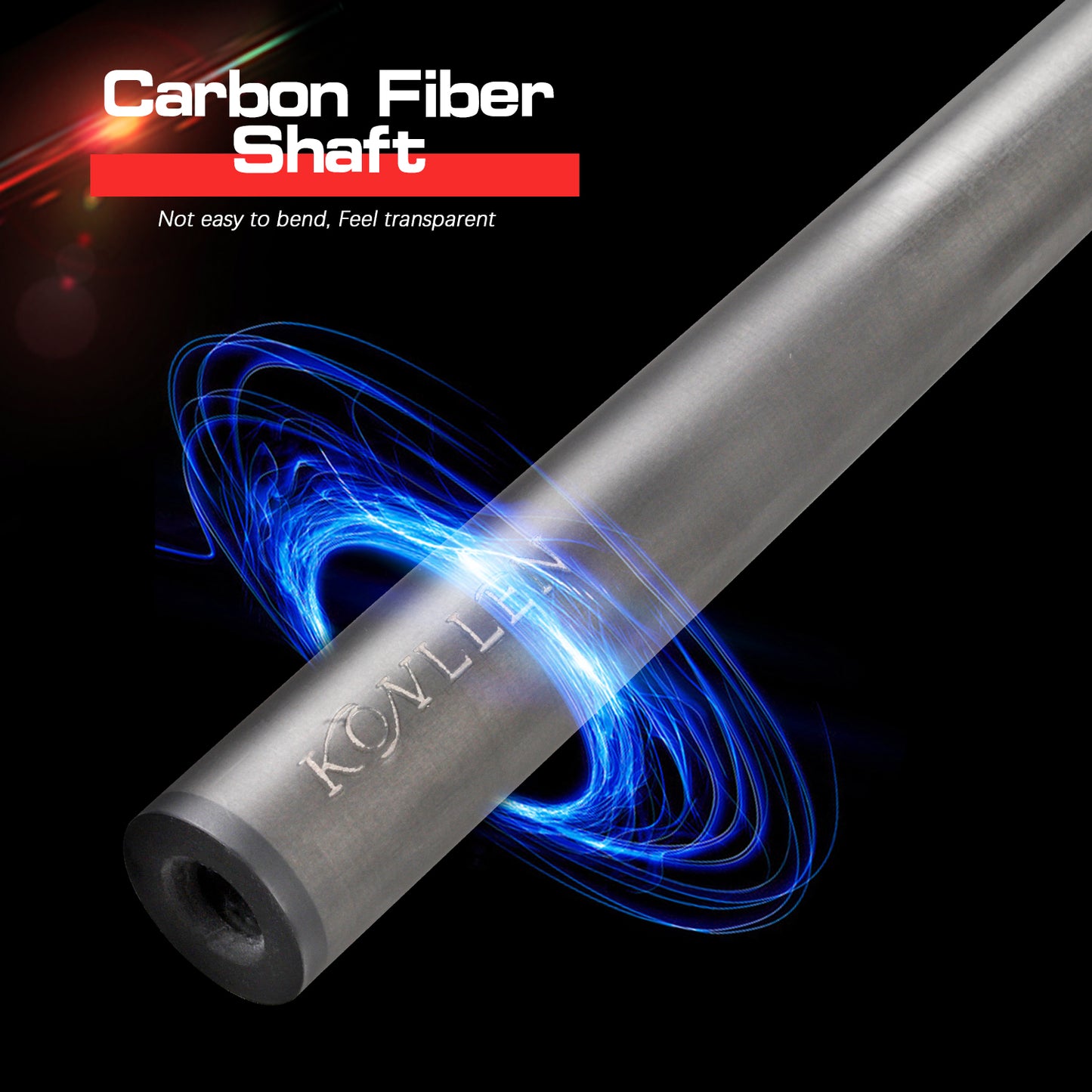 KONLLEN Carbon Fiber Billiards Pool Stick Carbon Energy Shaft 3/8*8 Radial Pin Joint Technology Shaft Embedded 4 Carbon Tubes