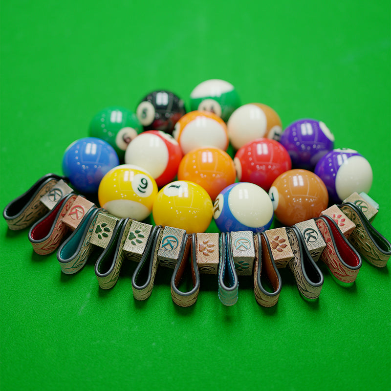 KONLLEN Billiards Leather Engraved Chalk Holder Magnetic Vegetable Tanned Leather Pool Cue Snooker Silent Billiard Accessories