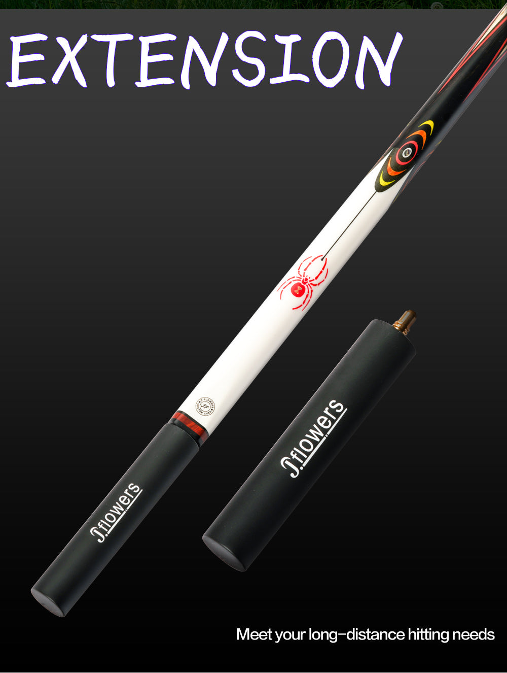 Jflowers Blood Spider Billiard One Piece Snooker Cue North American Ash Wood Real Inlay Black Technology Snooker with Extension