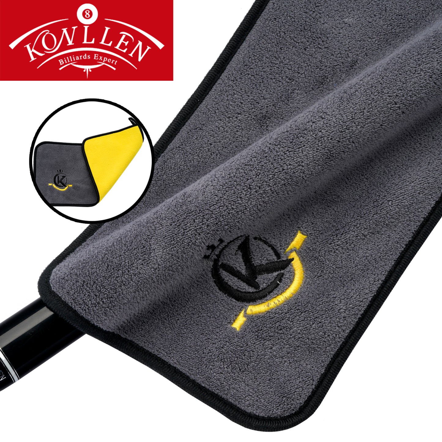 KONLLEN Towel Cloth Shaft Slicker Cloth Snooker Towel Burnisher Cue Embroidery Cleaner Pure Cotton Towel Billiard Accessories