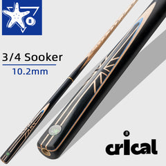 【CRICAL】3/4 分体式斯诺克球杆，带 10-10.2 毫米杆头和延长盒，适用于专业斯诺克球杆（UnionJack）