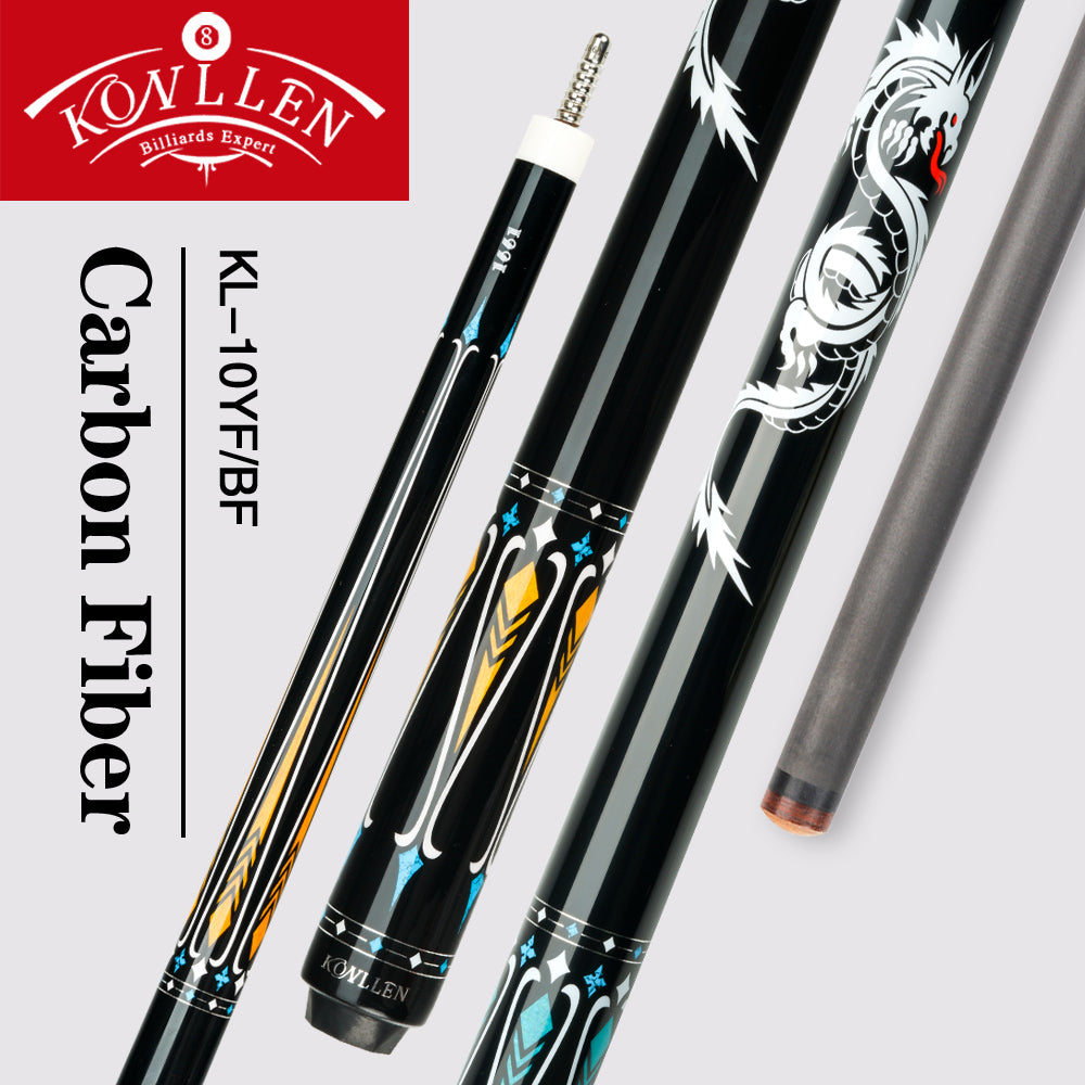 NEW Konllen Cue Carbon Technology Carbon Fiber Pool Cue Shaft 12.5mm Kit 3/8*8 Radial Pin Joint 147cm Play Cue Stick Kits
