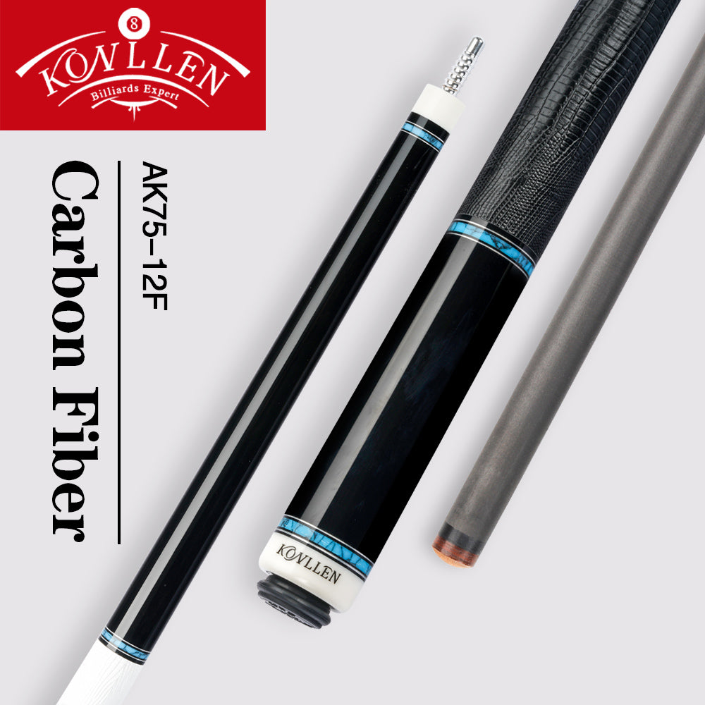 KONLLEN Billiard Real Inlay Carbon Fiber Pool Cue Stick Carbon Energy Technology Leather Grip Billiards Cue Stick Kit with Case