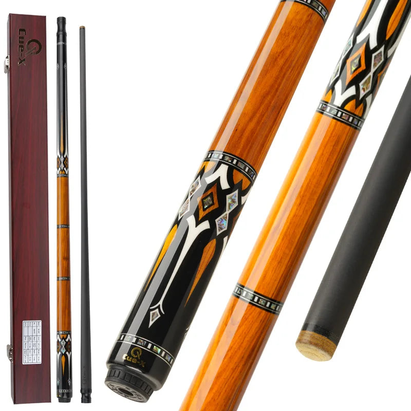CUE-X HQ-08F Billiard 1/2 Pool Cue Stick 12.5mm Tip Size Low Deflection Carbon Fiber Shaft Hand inlay Butt Gift Pool Cue Case